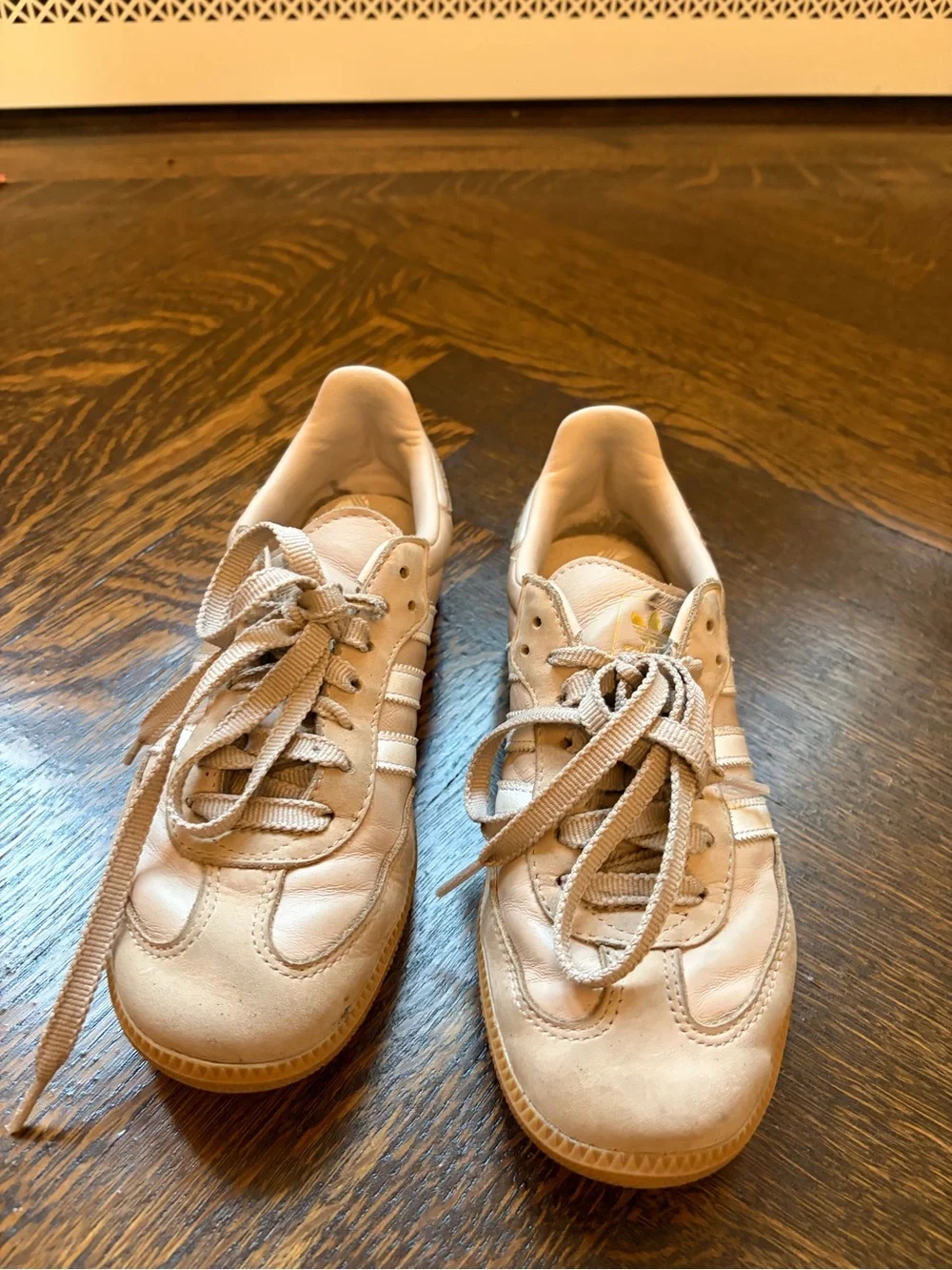 adidas Women’s Beige/Mauve Sneakers with White Stripes